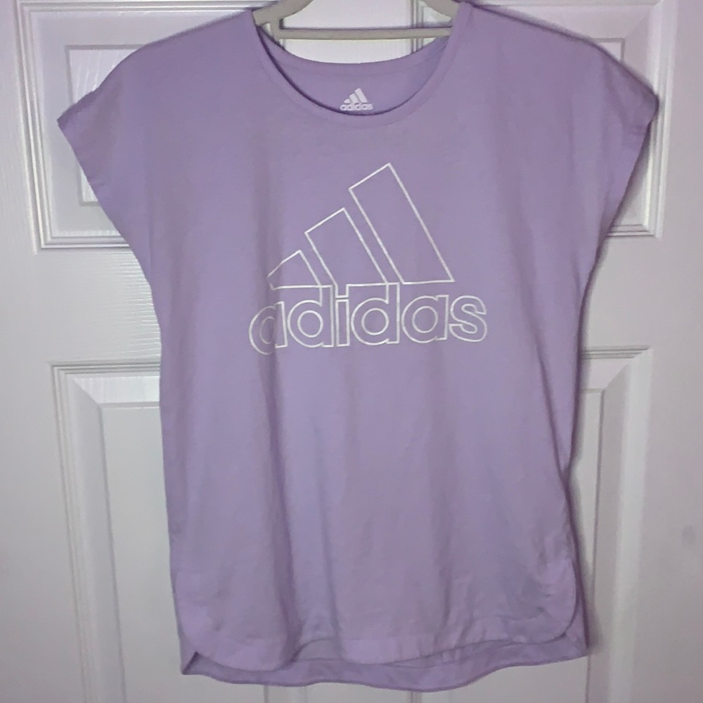Purple adidas shirt with logo